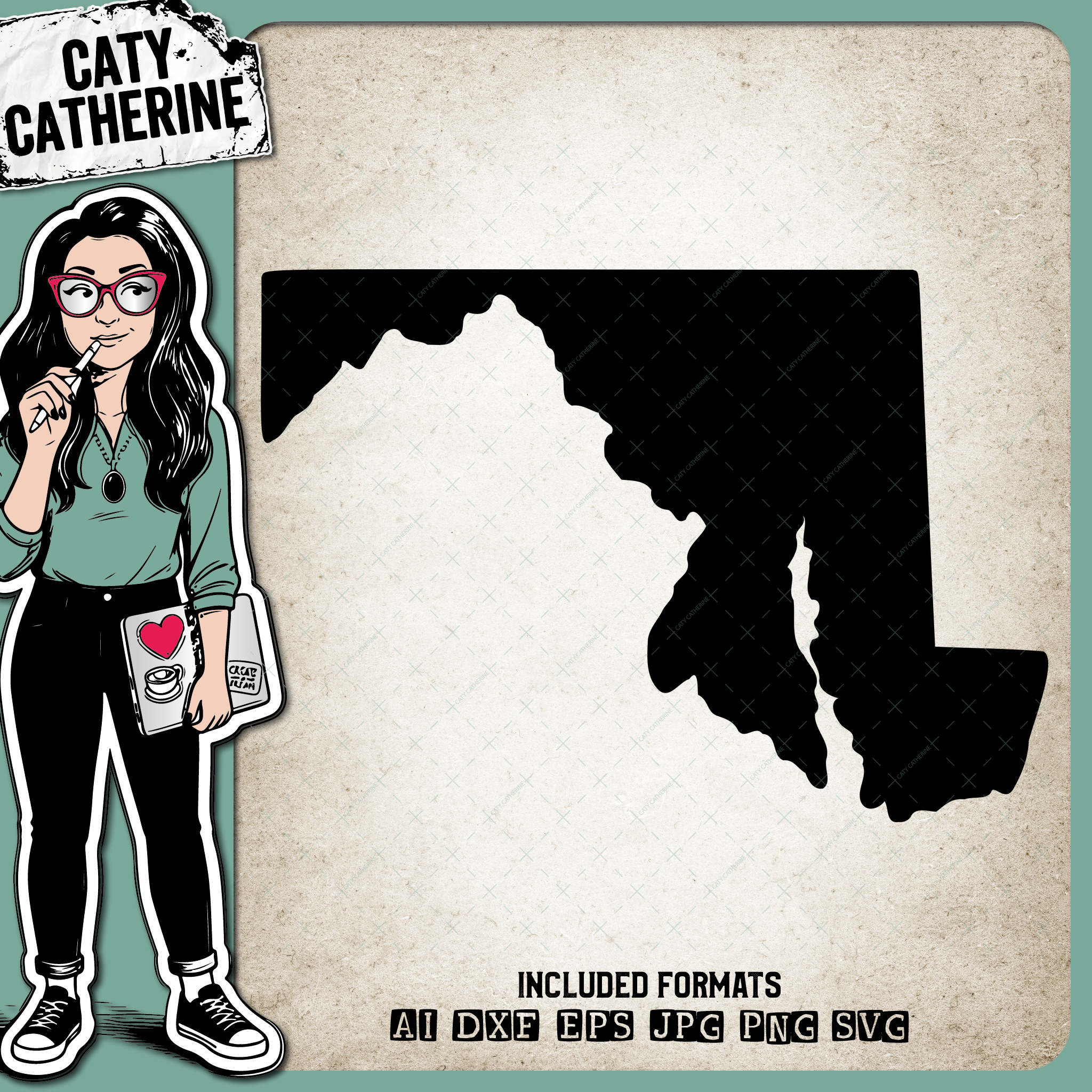 Maryland Blank Template US State – Travel SVG Design by Caty Catherine