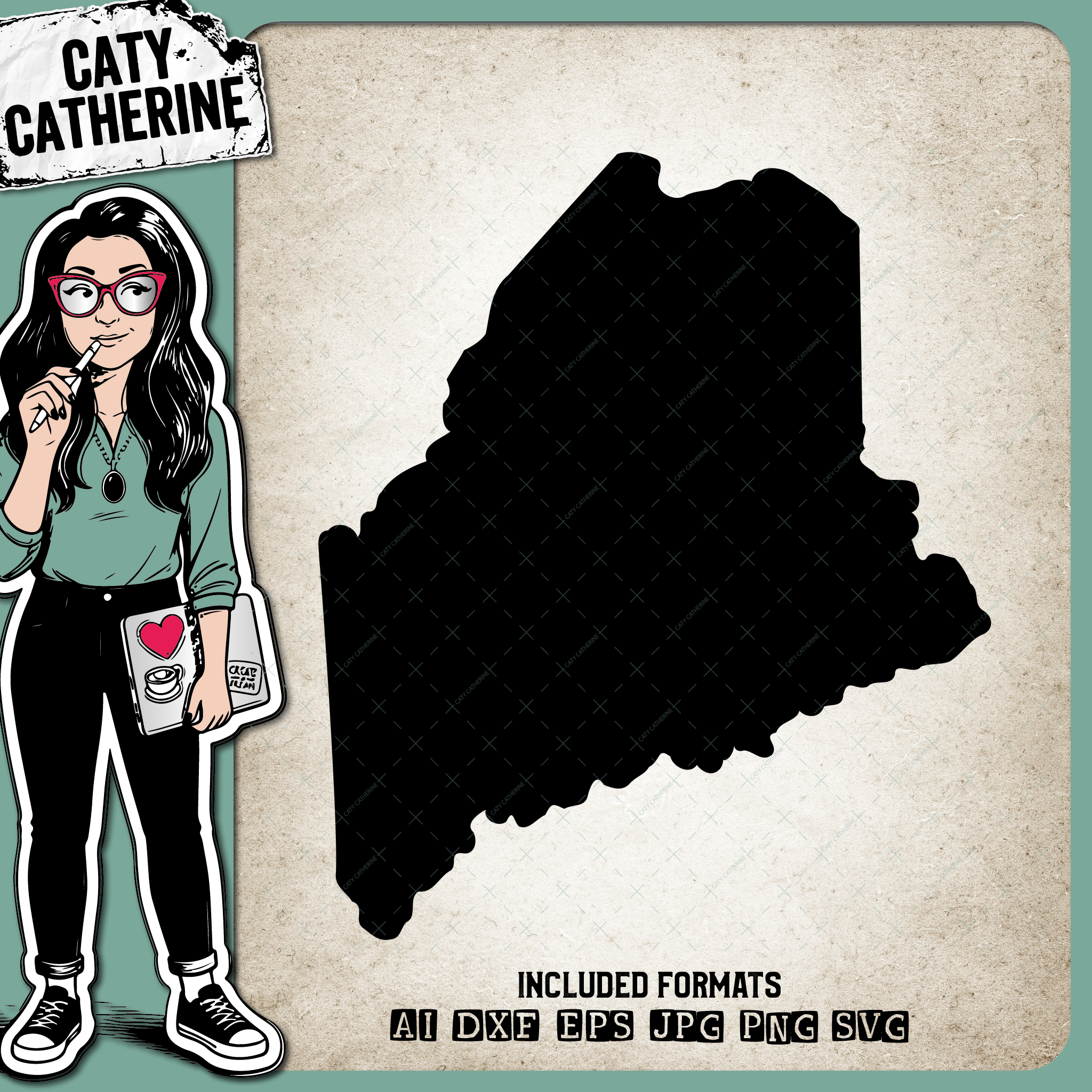 Maine Blank Template US State – Travel SVG Design by Caty Catherine