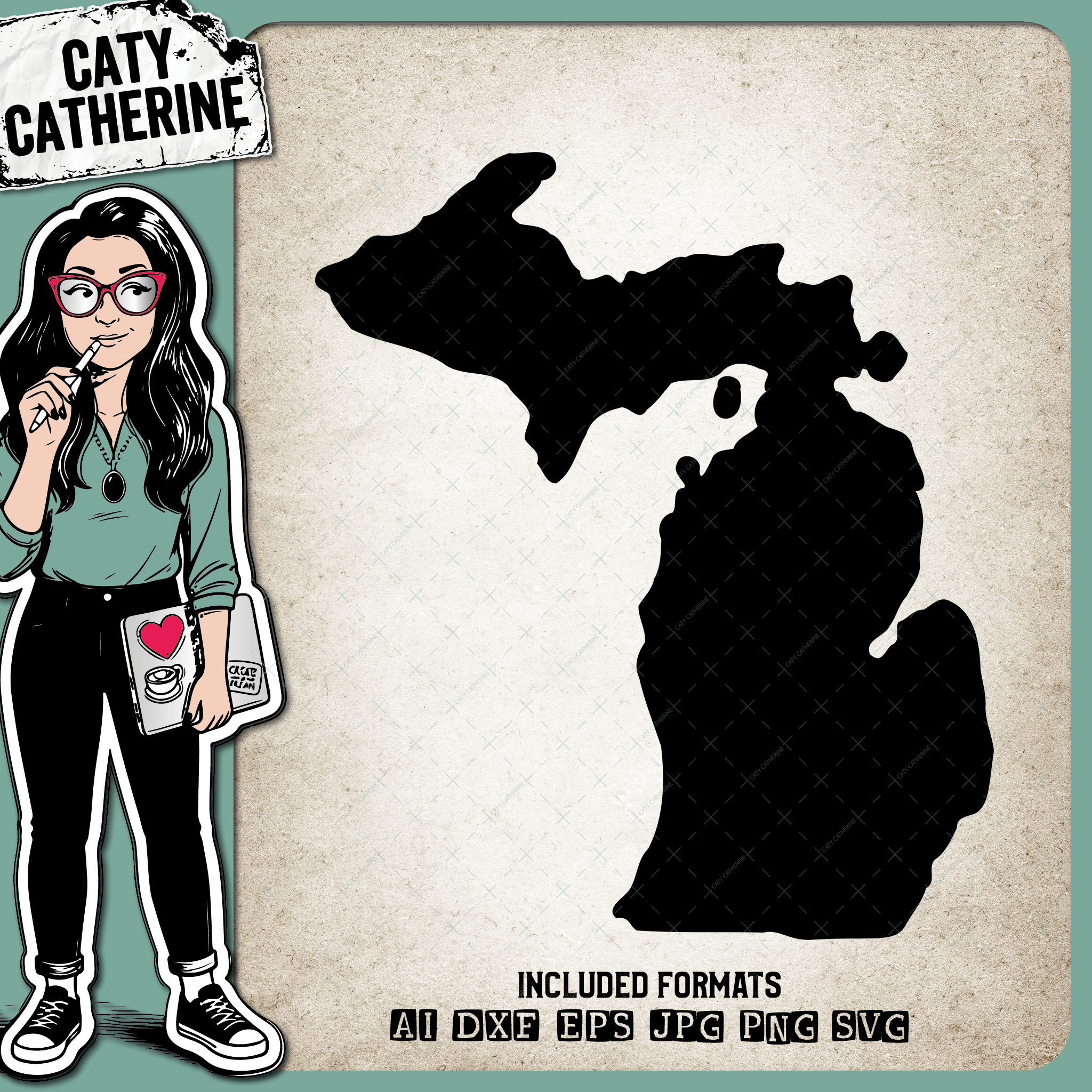 Michigan Blank Template US State – Travel SVG Design by Caty Catherine