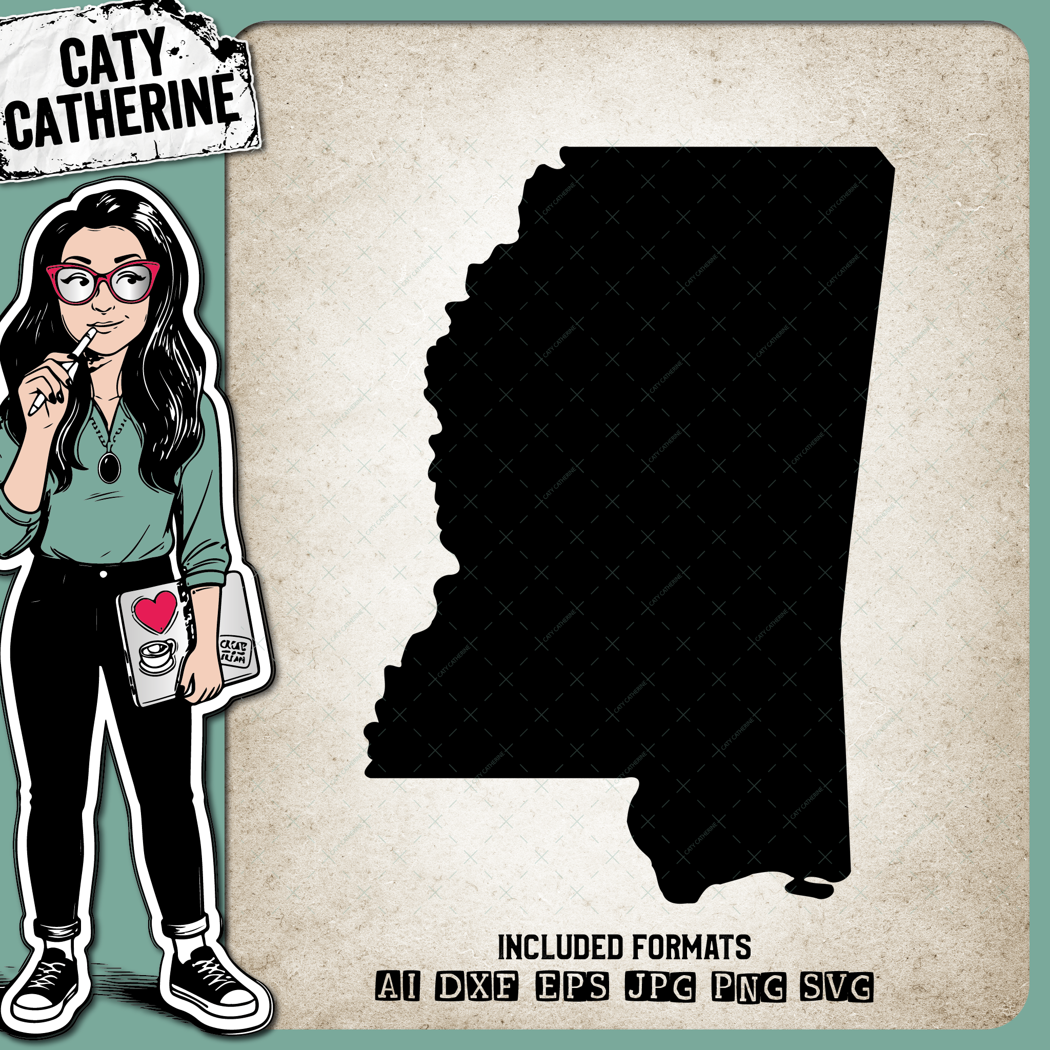 Mississippi Blank Template US State – Travel SVG Design by Caty Catherine