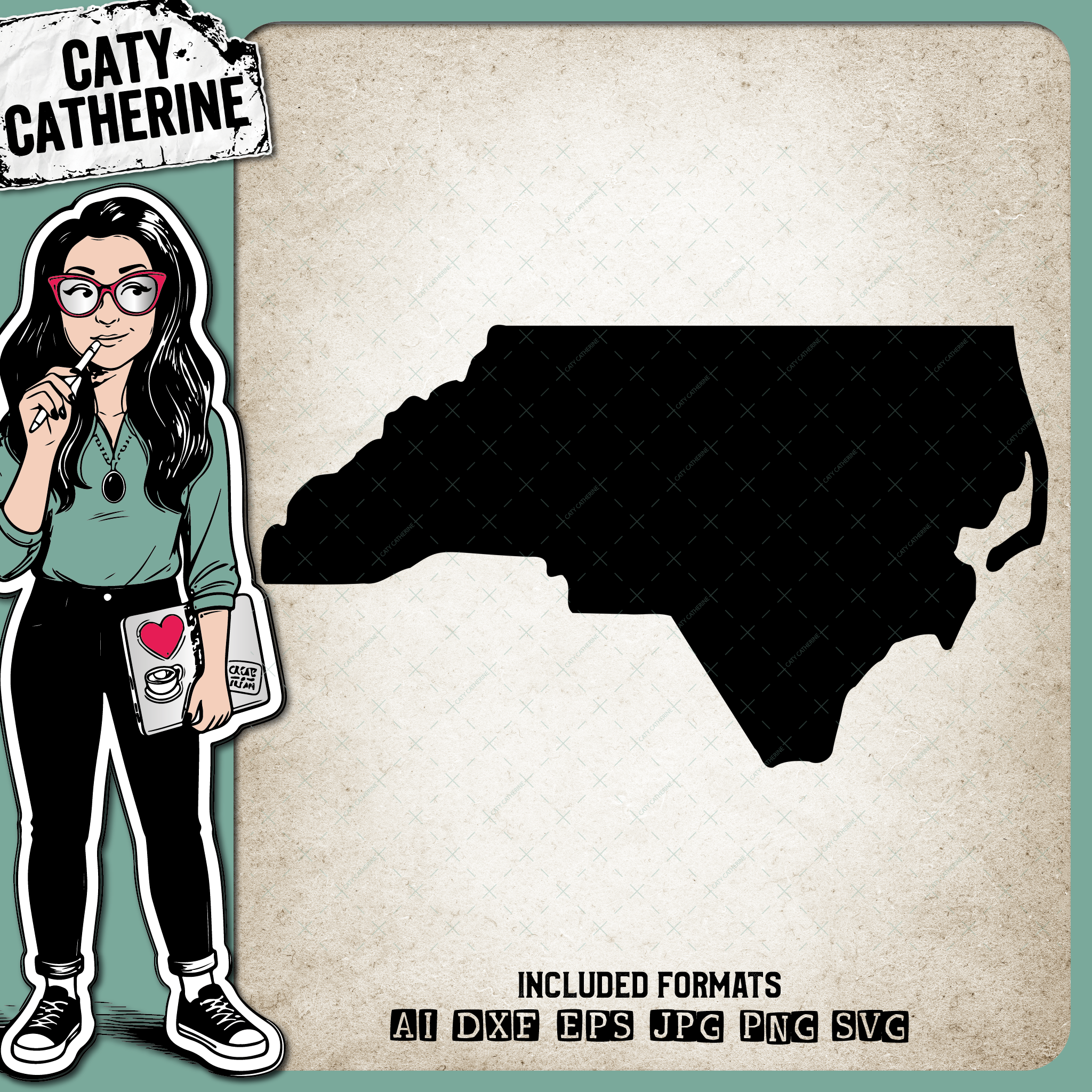North Carolina Blank Template US State – Travel SVG Design by Caty Catherine