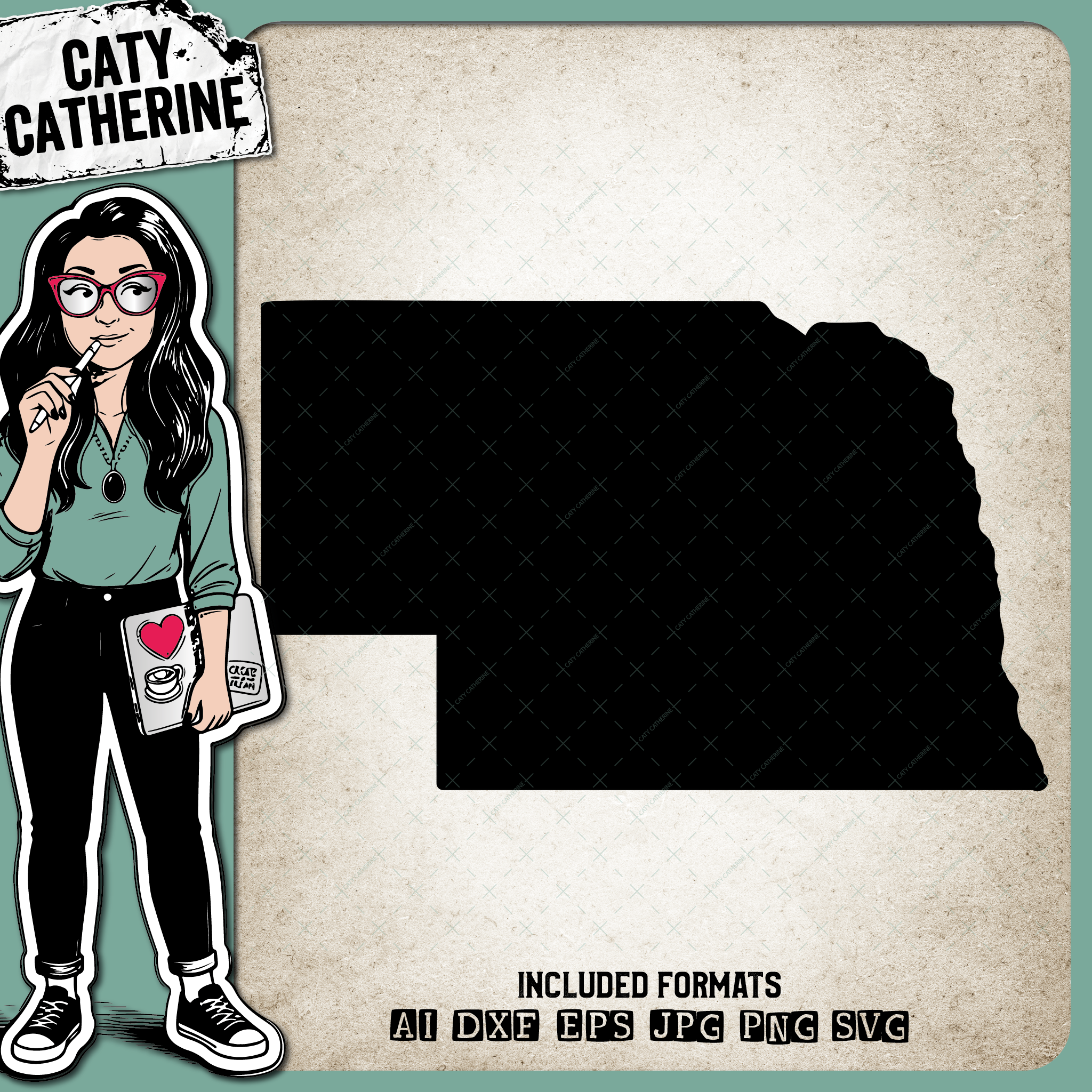 Nebraska Blank Template US State – Travel SVG Design by Caty Catherine