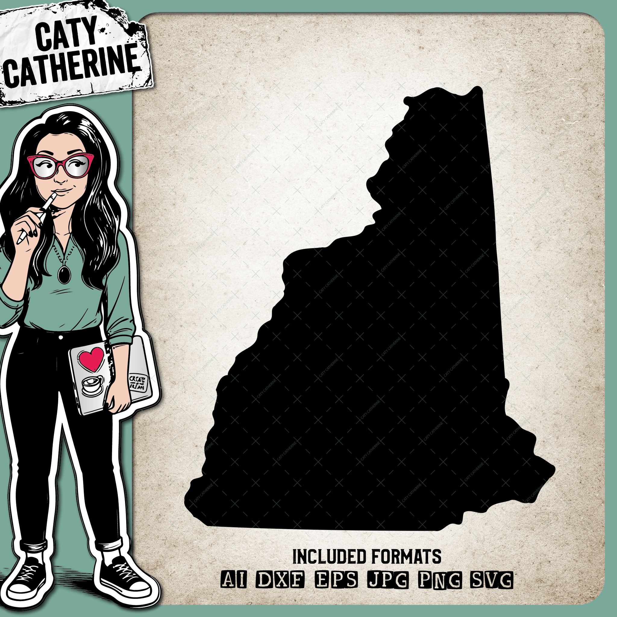 New Hampshire Blank Template US State – Travel SVG Design by Caty Catherine