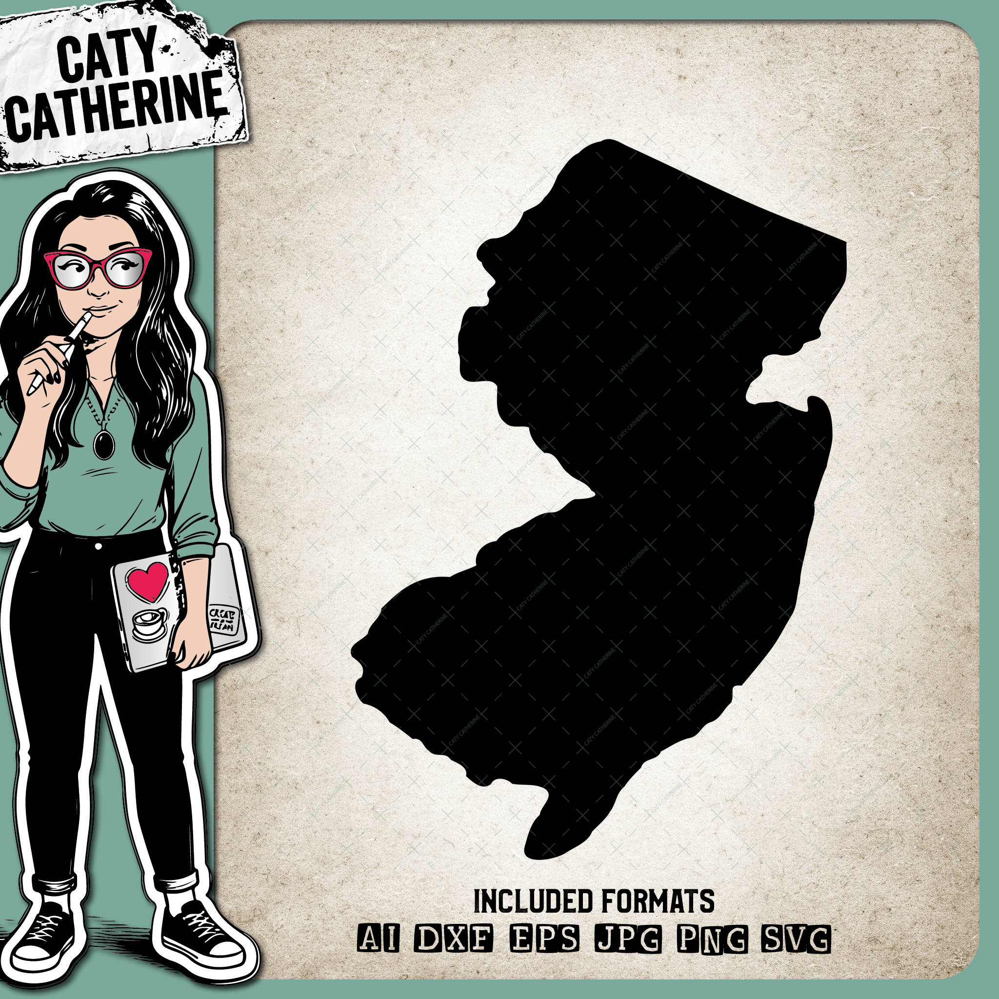 New Jersey Blank Template US State – Travel SVG Design by Caty Catherine