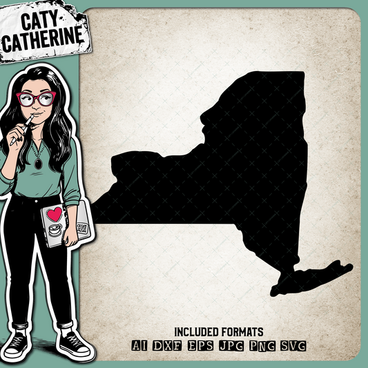 New York Blank Template US State – Travel SVG Design by Caty Catherine