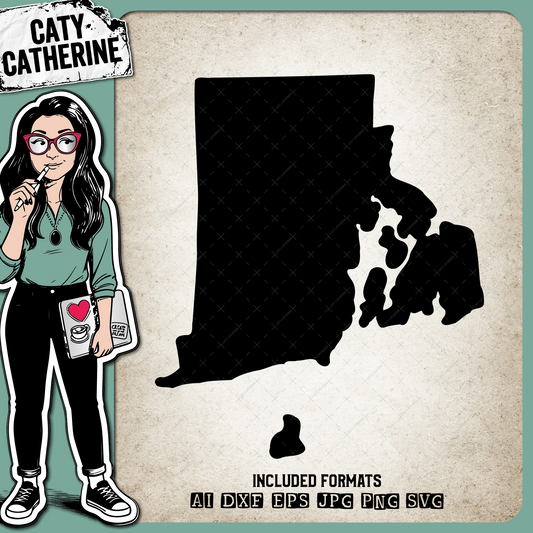 Rhode Island Blank Template US State – Travel SVG Design by Caty Catherine
