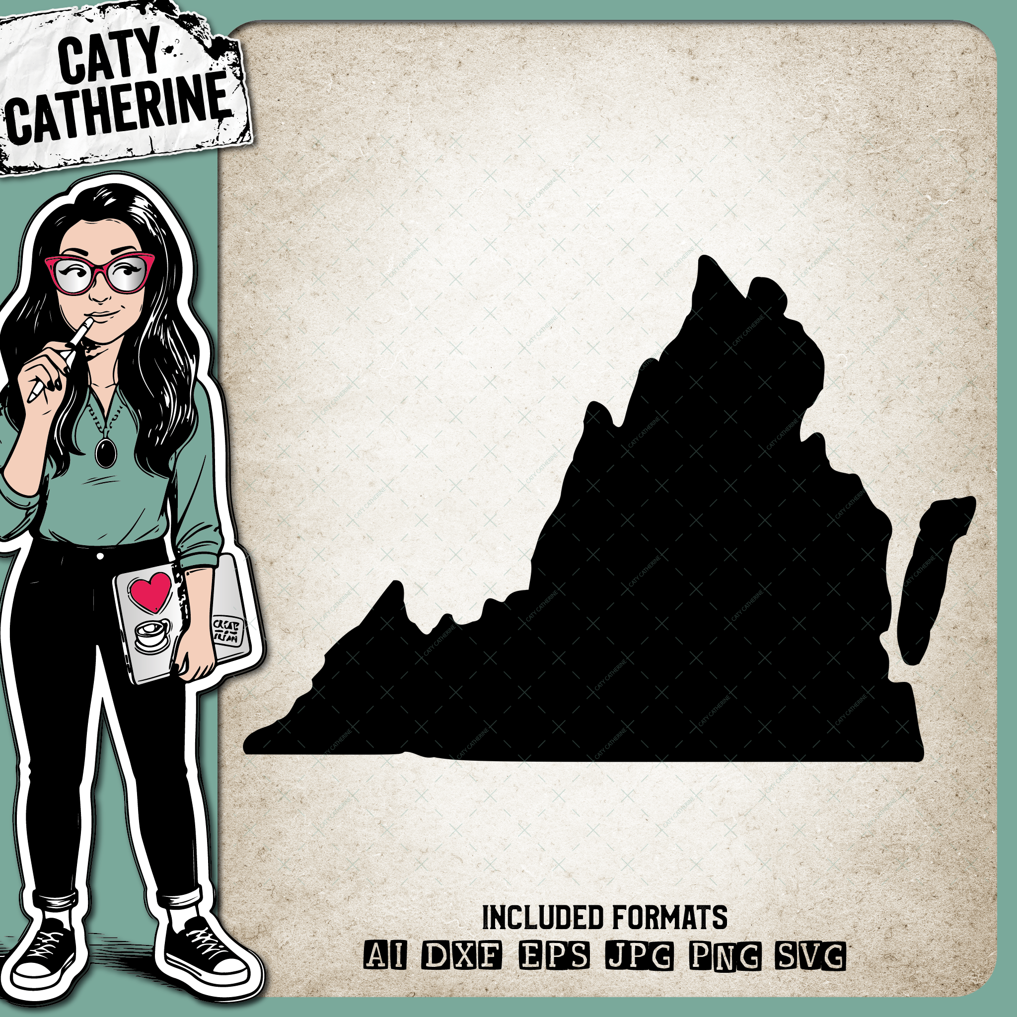 Virginia Blank Template US State – Travel SVG Design by Caty Catherine