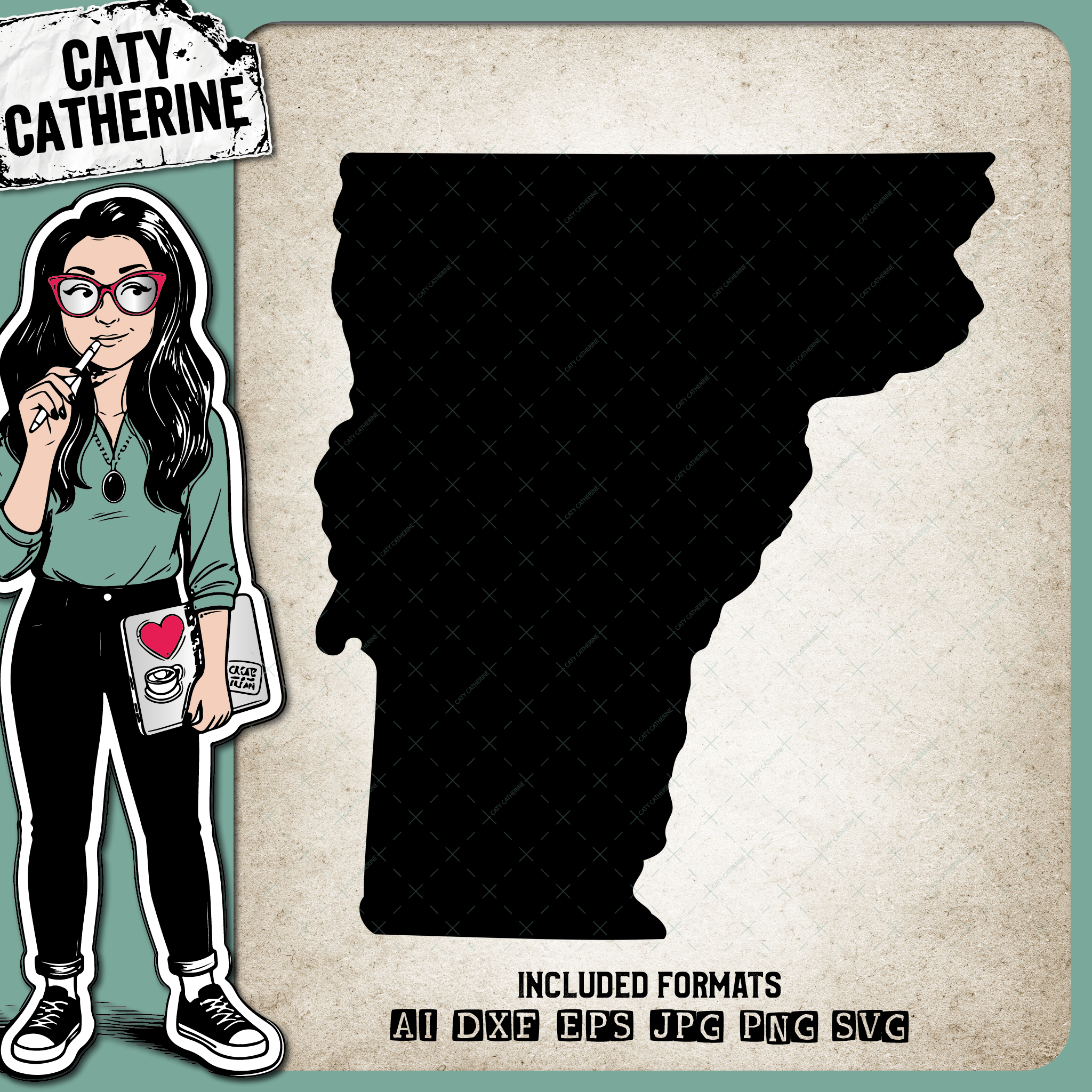 Vermont Blank Template US State – Travel SVG Design by Caty Catherine
