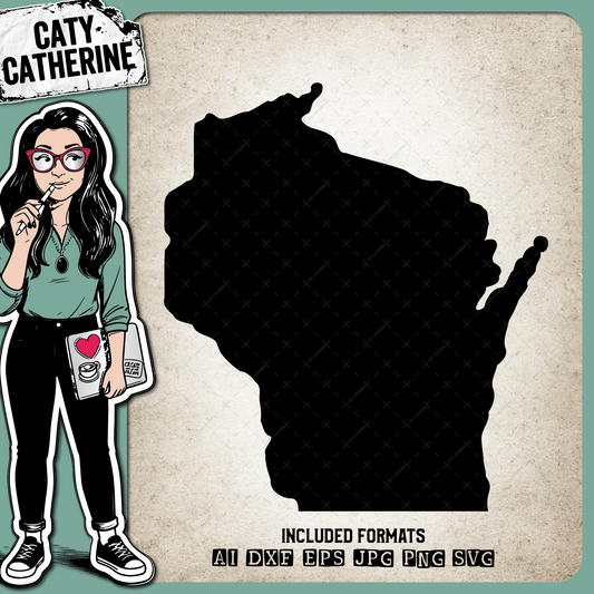Wisconsin Blank Template US State – Travel SVG Design by Caty Catherine