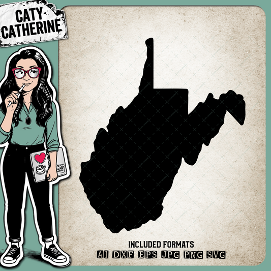 West Virginia Blank Template US State – Travel SVG Design by Caty Catherine