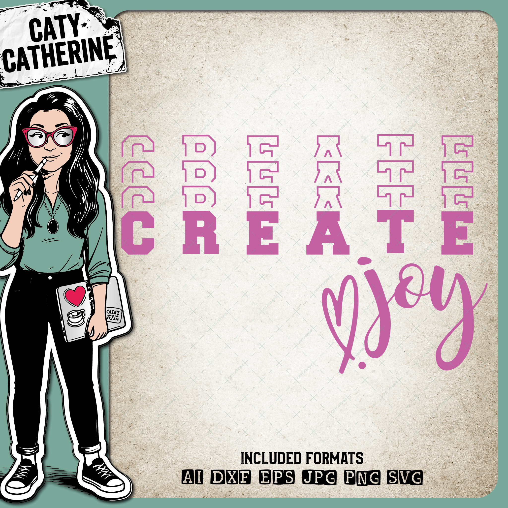 Create Joy Mirrored Stacked Letters – Quotes & Sayings SVG Design by Caty Catherine