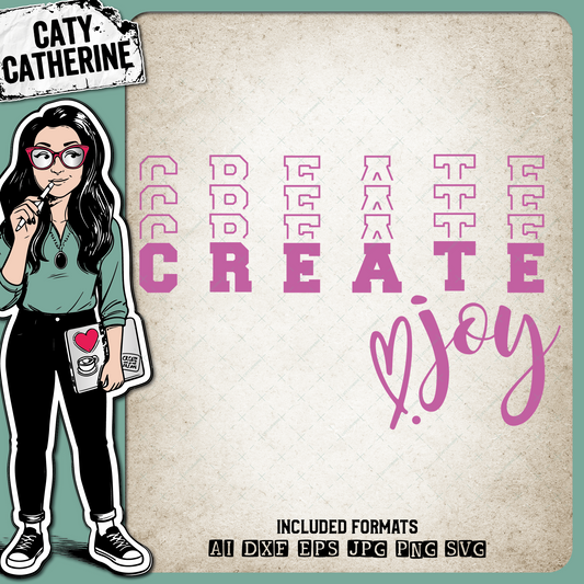 Create Joy Mirrored Stacked Letters – Quotes & Sayings SVG Design by Caty Catherine