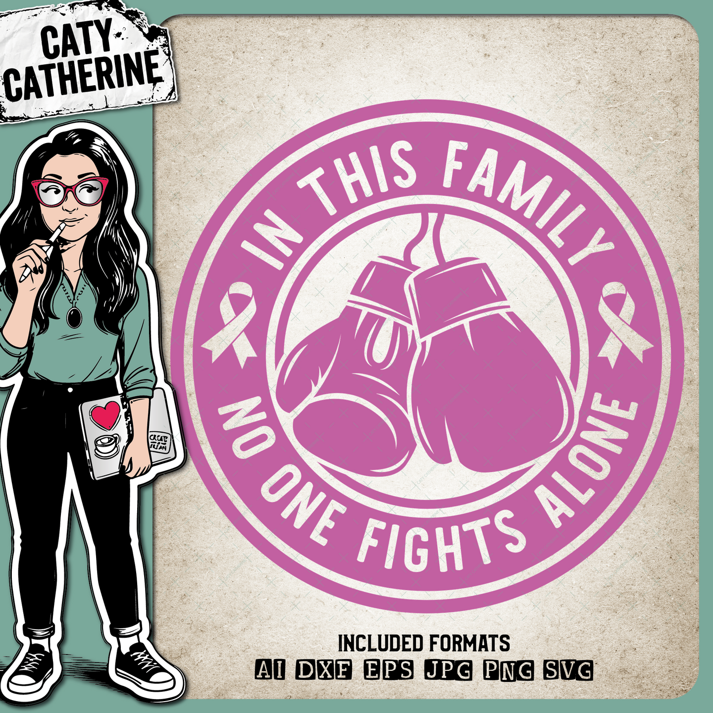 In This Family No One Fights Alone Cancer Ribbon Boxing Gloves – Healt ...