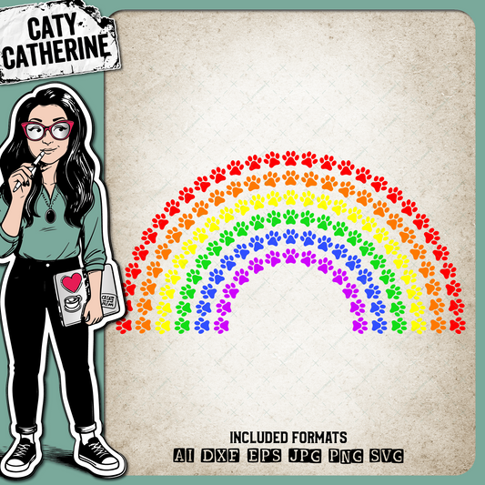 Paw Print Rainbow – Pets & Animals SVG Design by Caty Catherine