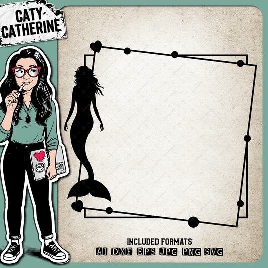 Mermaid Frame Squares – Creative Elements SVG Design by Caty Catherine