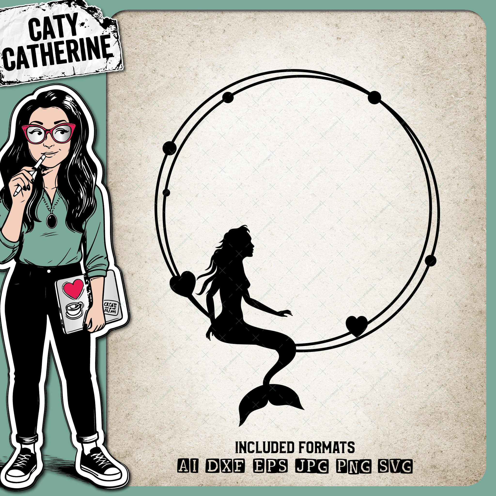 Mermaid Frame Circles – Creative Elements SVG Design by Caty Catherine