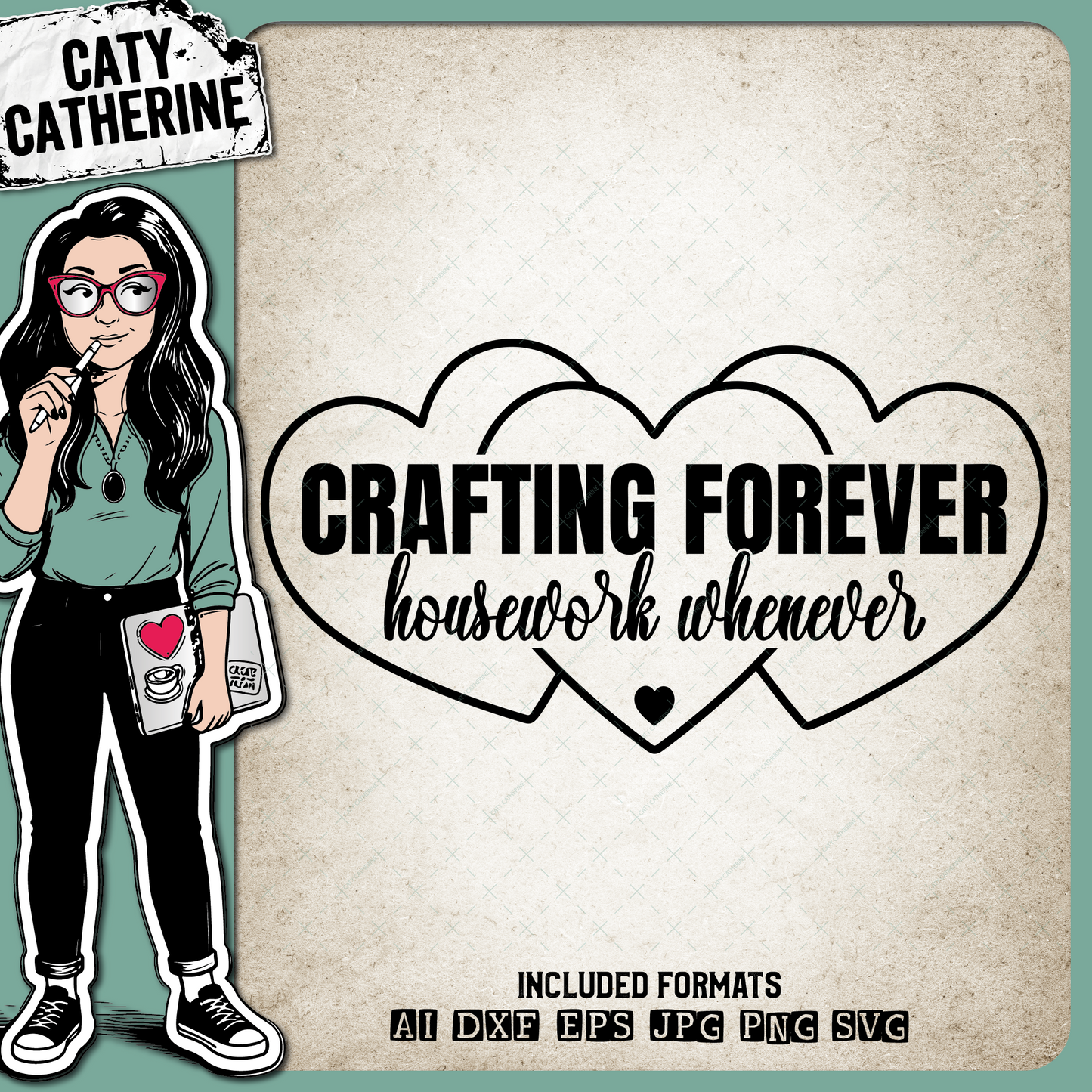 Crafting Forever Housework Whenever Funny Home Cleaning Quote – Home Decor SVG Design by Caty Catherine