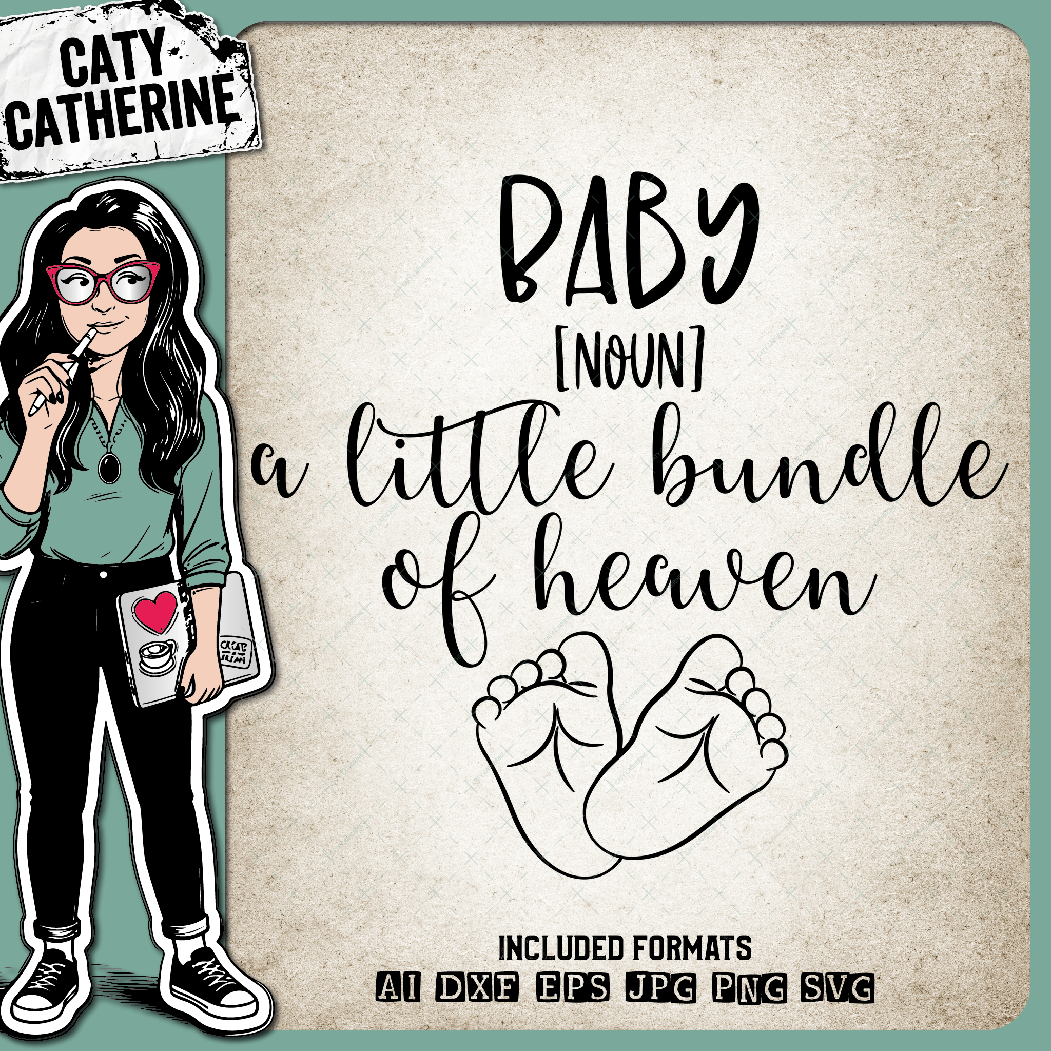 Baby Noun Dictionary Definition A Little Bundle Of Heaven – Babies & Kids SVG Design by Caty Catherine