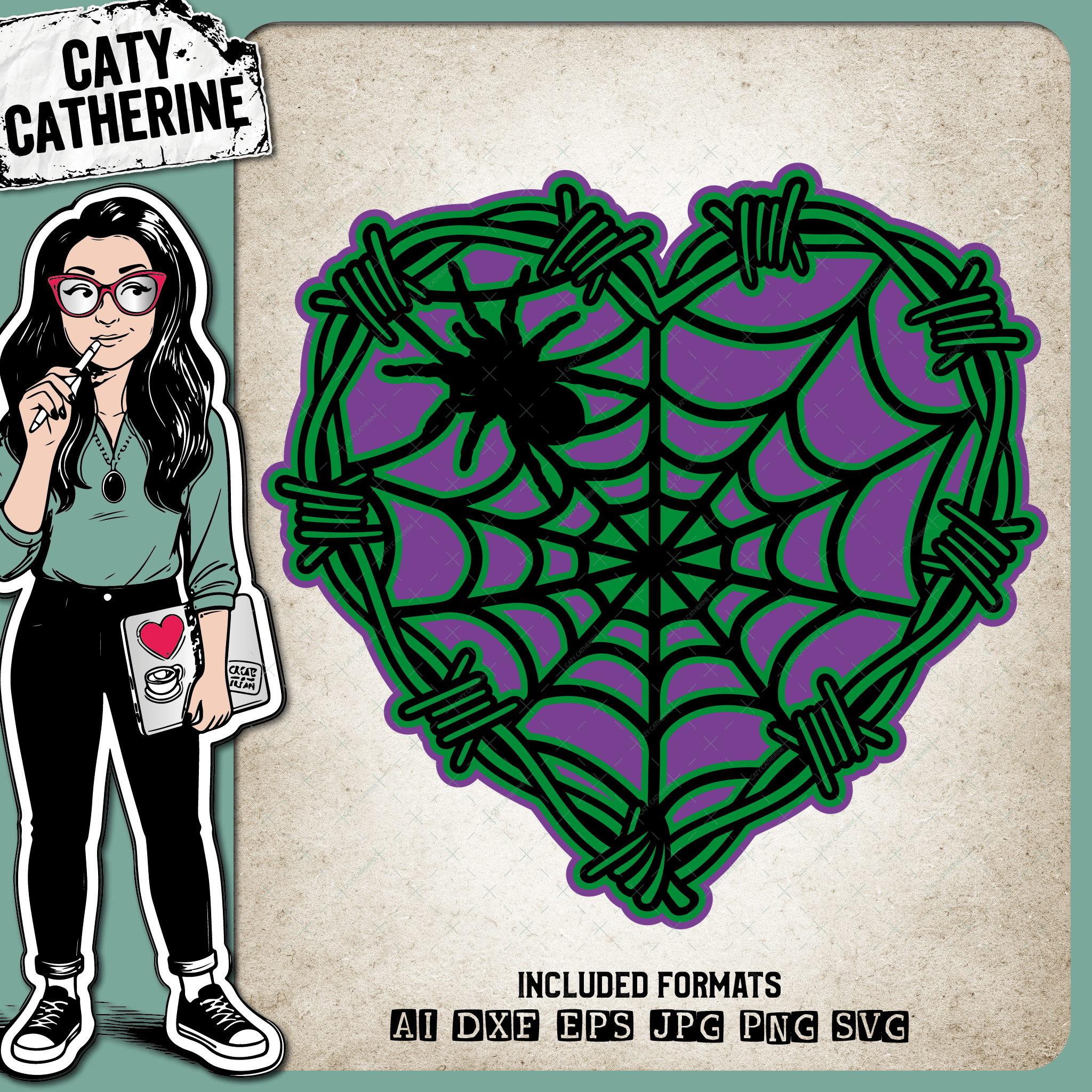 Halloween Spider Web Love Heart 3D Multi Layer Papercut Design – SVG Design by Caty Catherine