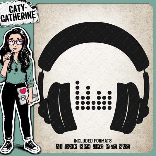Headphones Earphones Music Sound Wave Dots – SVG Design by Caty Catherine