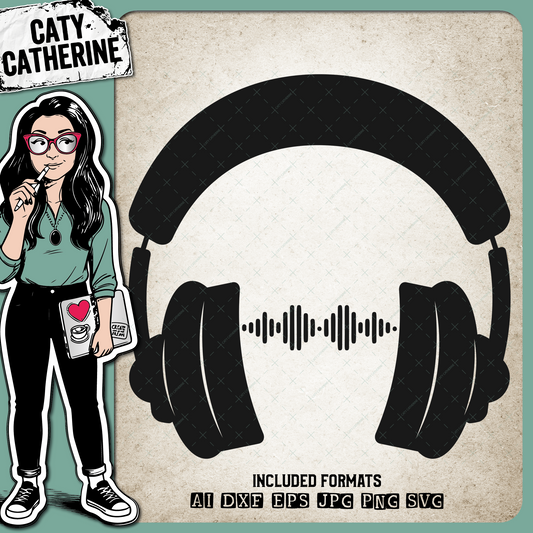 Headphones Earphones Music Sound Wave Vertical Lines – SVG Design by Caty Catherine