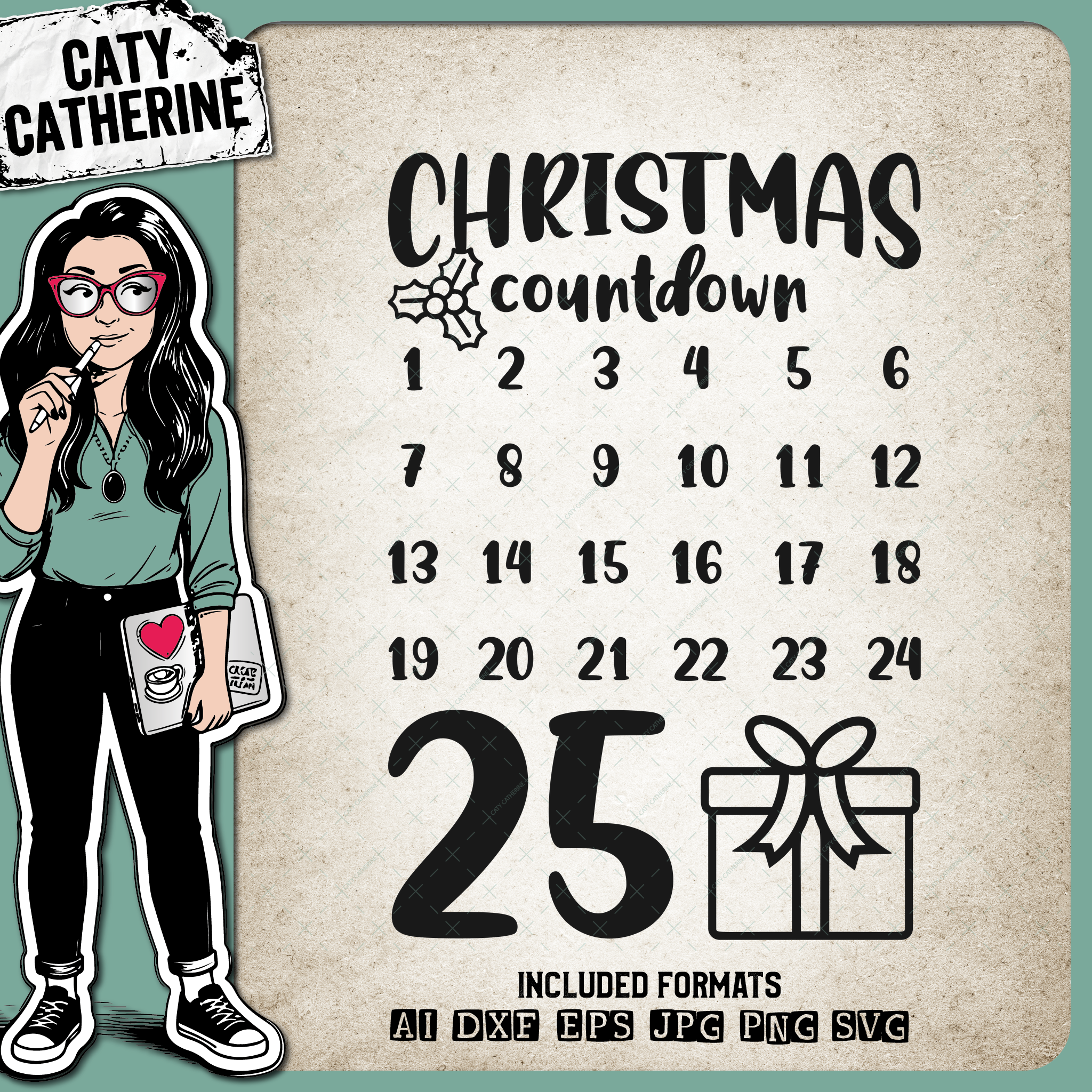 Christmas Countdown Days Until Calendar Make Your Own DIY Sign – SVG Design by Caty Catherine