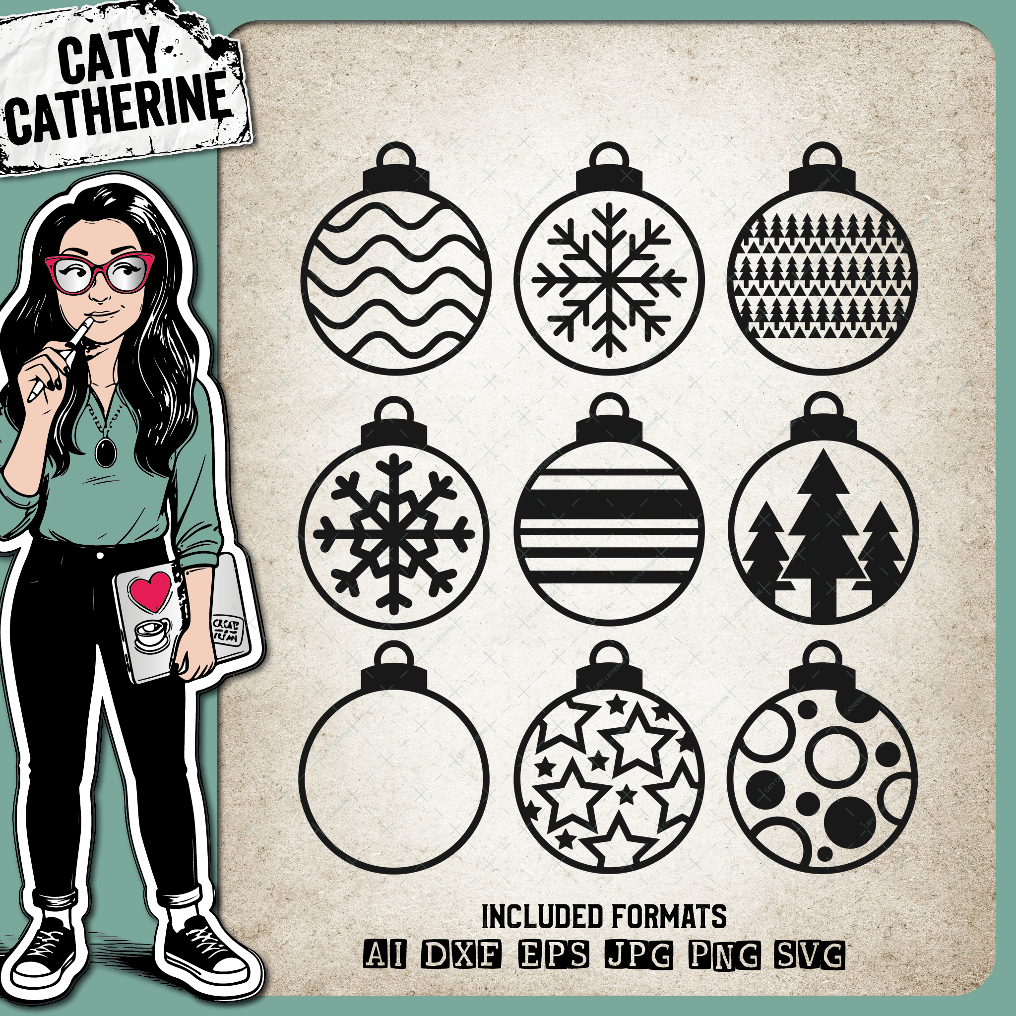 Christmas Bauble Ornament Decoration Bundles – SVG Design by Caty Catherine