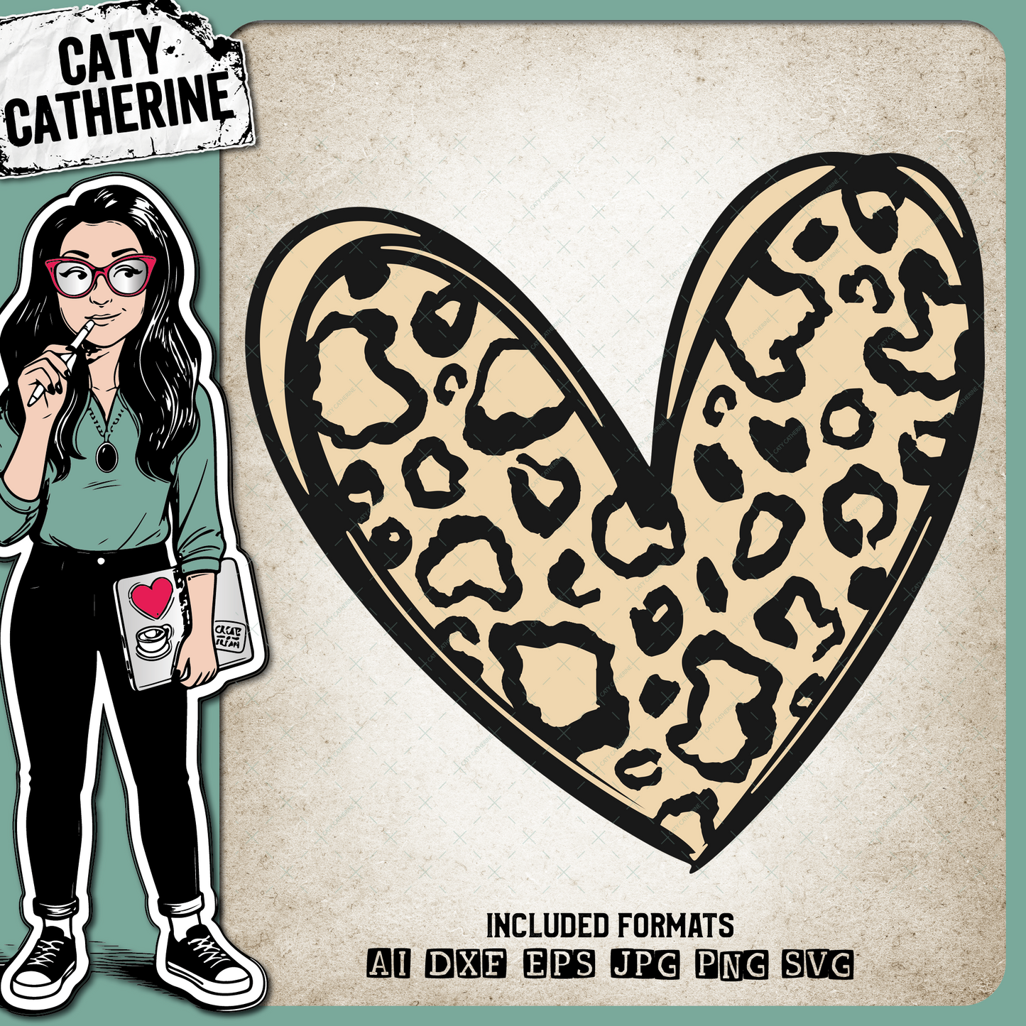 Animal Leopard Print Love Heart – SVG Design by Caty Catherine