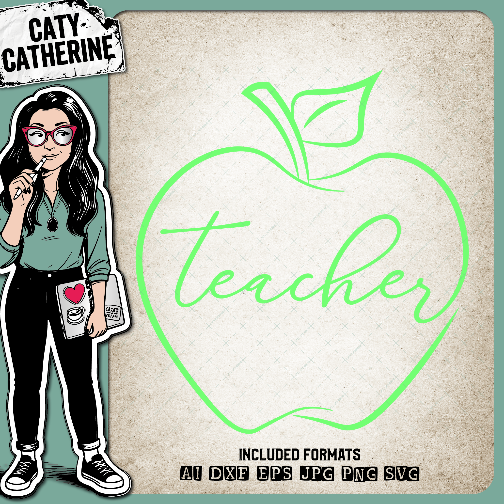 Teacher Apple Graphic Teacher Appreciation – Occupations SVG Design by Caty Catherine