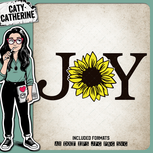JOY Sunflower – Quotes & Sayings SVG Design by Caty Catherine