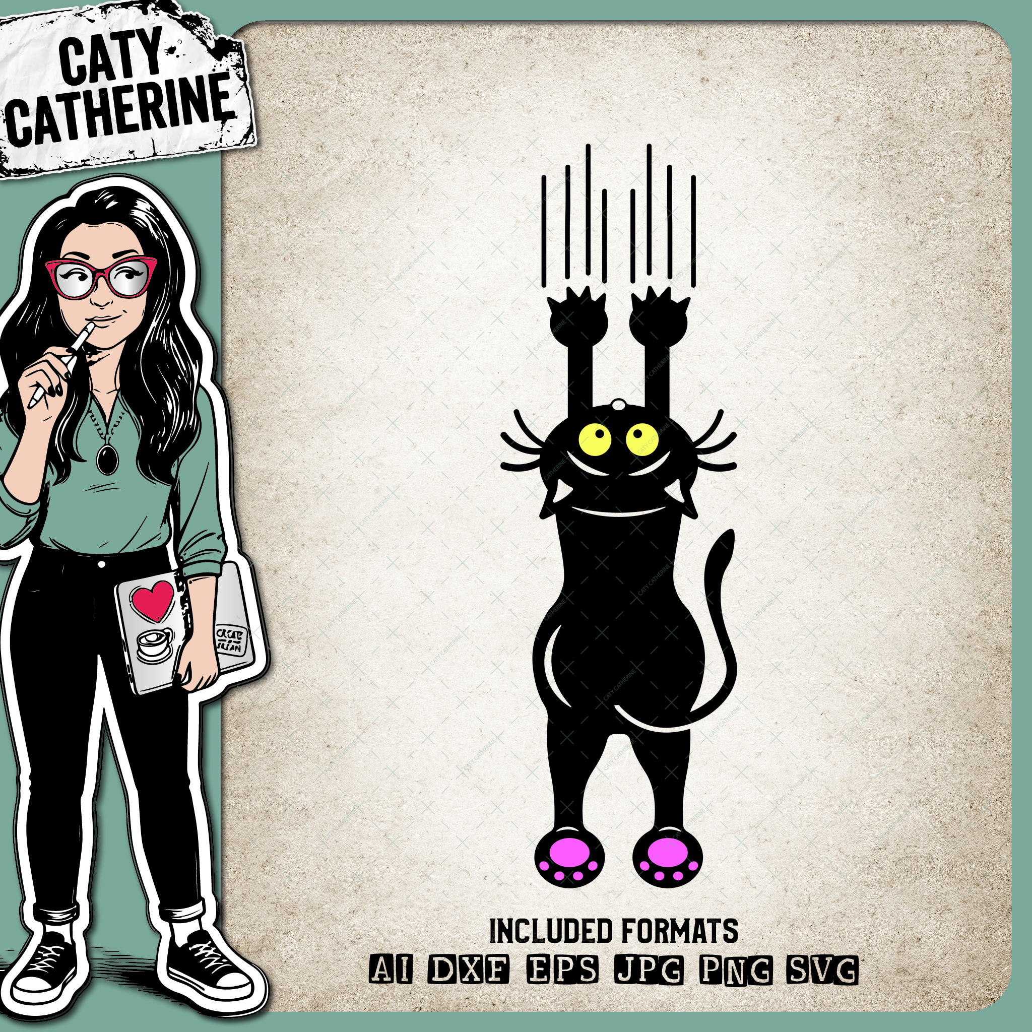 Cat Hanging With Claws Funny Pet Cat – Pets & Animals SVG Design by Caty Catherine