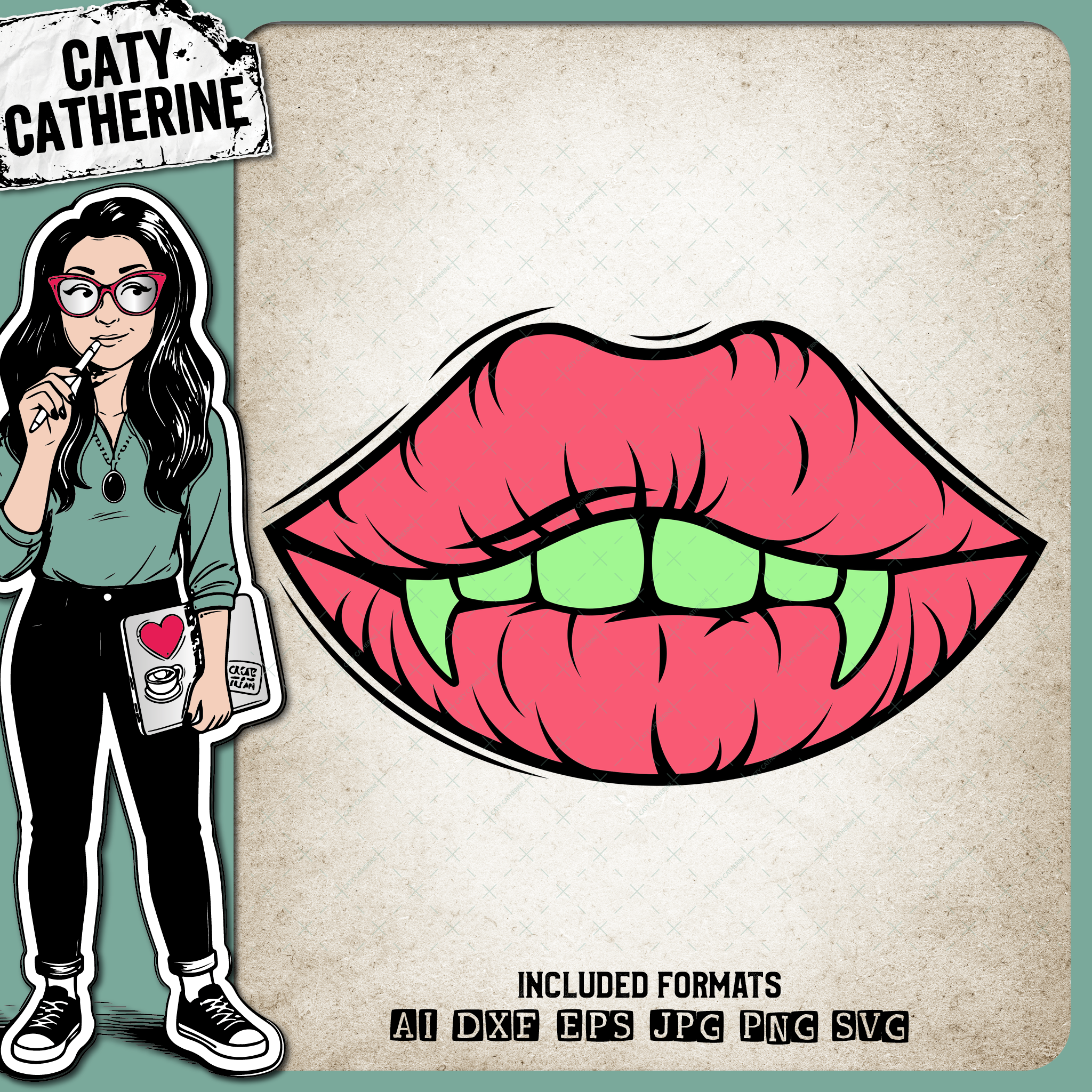 Lips with Teeth Fangs Halloween – SVG Design by Caty Catherine