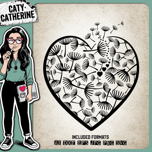 Dandelion Wish Love Heart Graphic – SVG Design by Caty Catherine