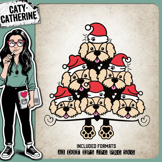 Dogs Wearing Santa Hats Christmas Tree Dog Lover Christmas – SVG Design by Caty Catherine