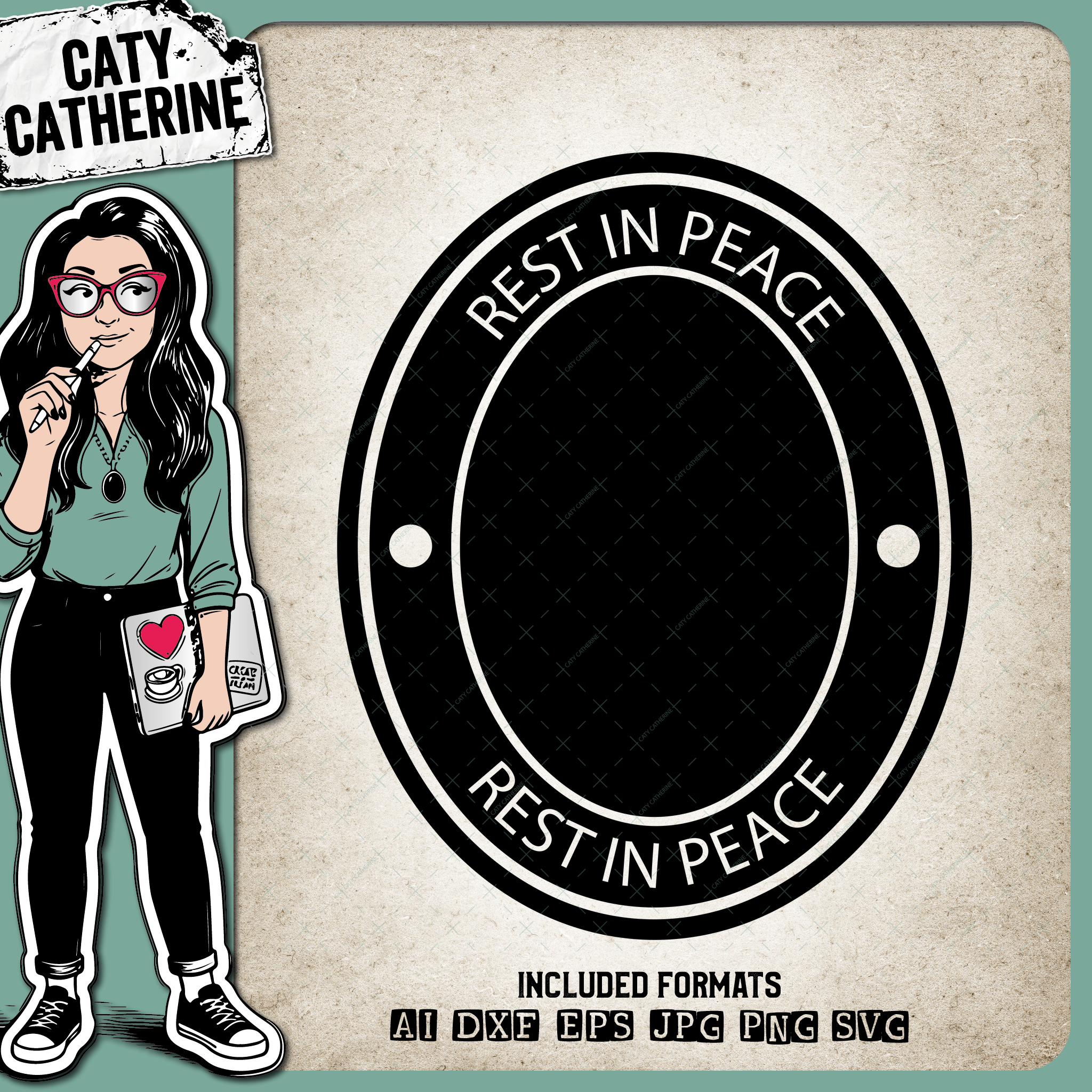 Oval Rest In Peace In Memory Of Remembrance – SVG Design by Caty Catherine