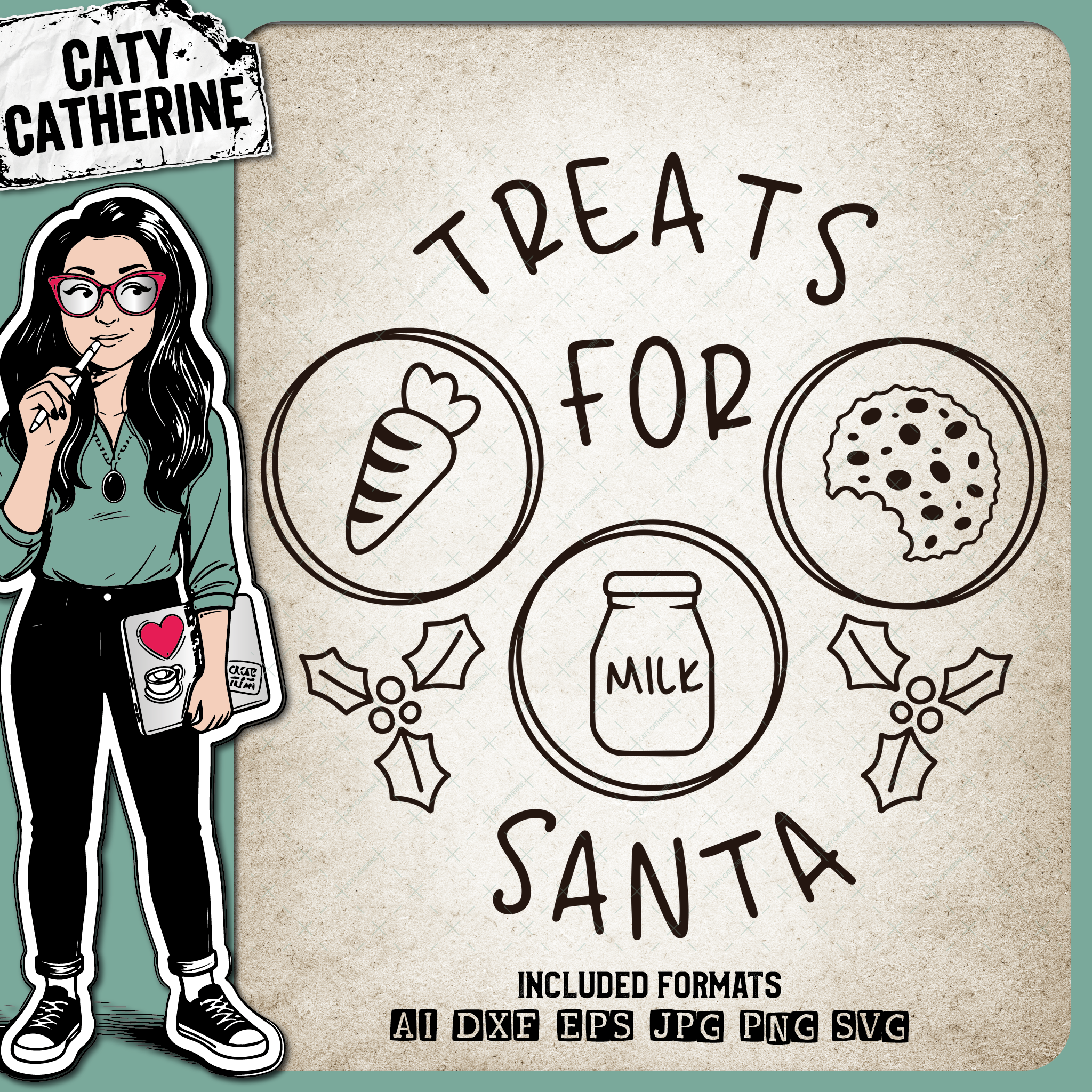 Treats For Santa DIY Plate Carrot Milk Cookie Christmas – SVG Design by Caty Catherine