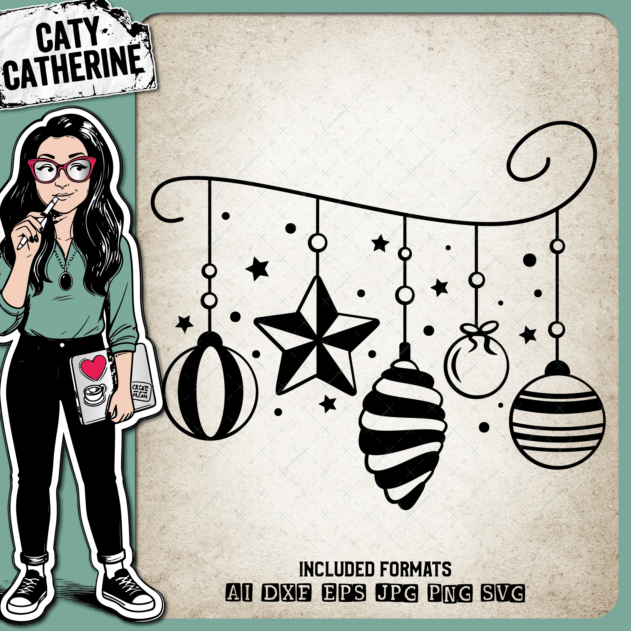 Christmas Bauble Ornament Garland – SVG Design by Caty Catherine