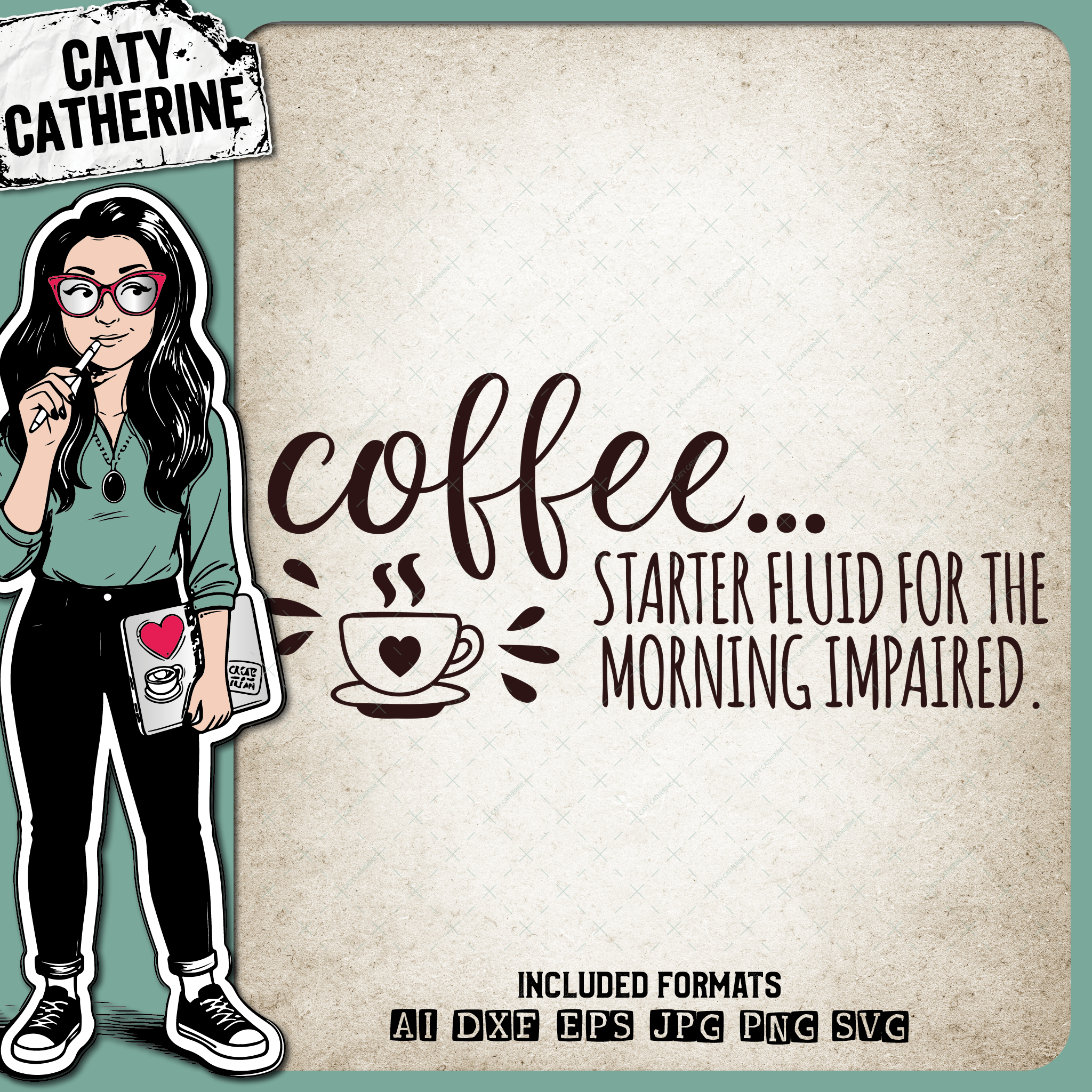 Coffee Starter Fluid For The Morning Impaired Funny Coffee Quote – Food & Drink SVG Design by Caty Catherine