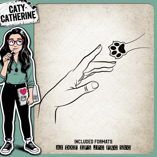 Woman's Hand with Cat Paw Print – Pets & Animals SVG Design by Caty Catherine
