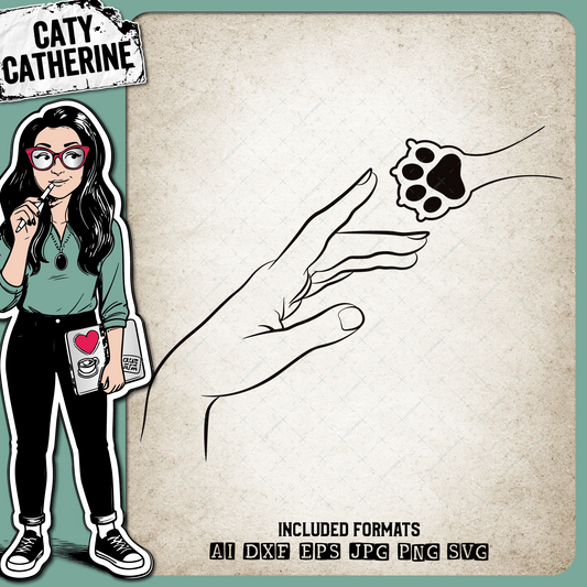 Woman's Hand with Dog Paw Print – Pets & Animals SVG Design by Caty Catherine