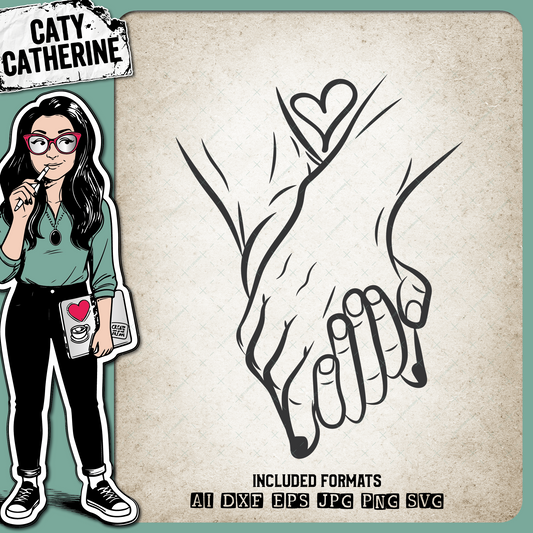 Man & Woman Holding Hands With Love Heart Lovers Couple – Marriage SVG Design by Caty Catherine