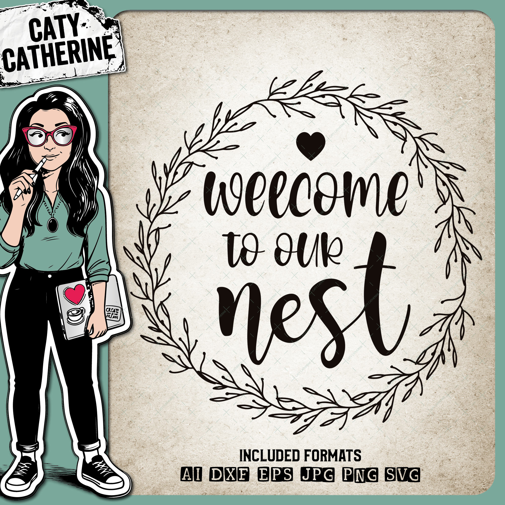 Welcome To Our Nest Wreath – Family SVG Design by Caty Catherine