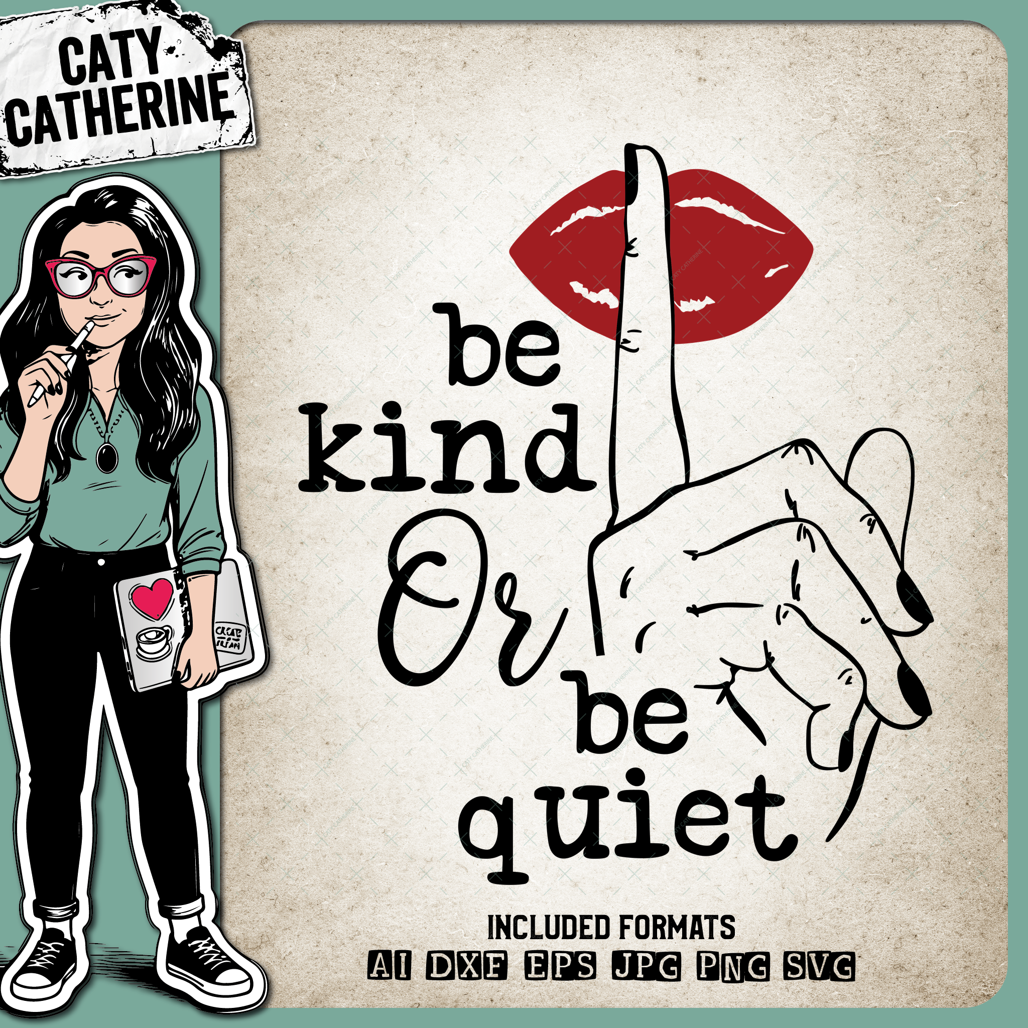 Be Kind Or Be Quiet Fingers Shh Kindness Quote – Quotes & Sayings SVG Design by Caty Catherine