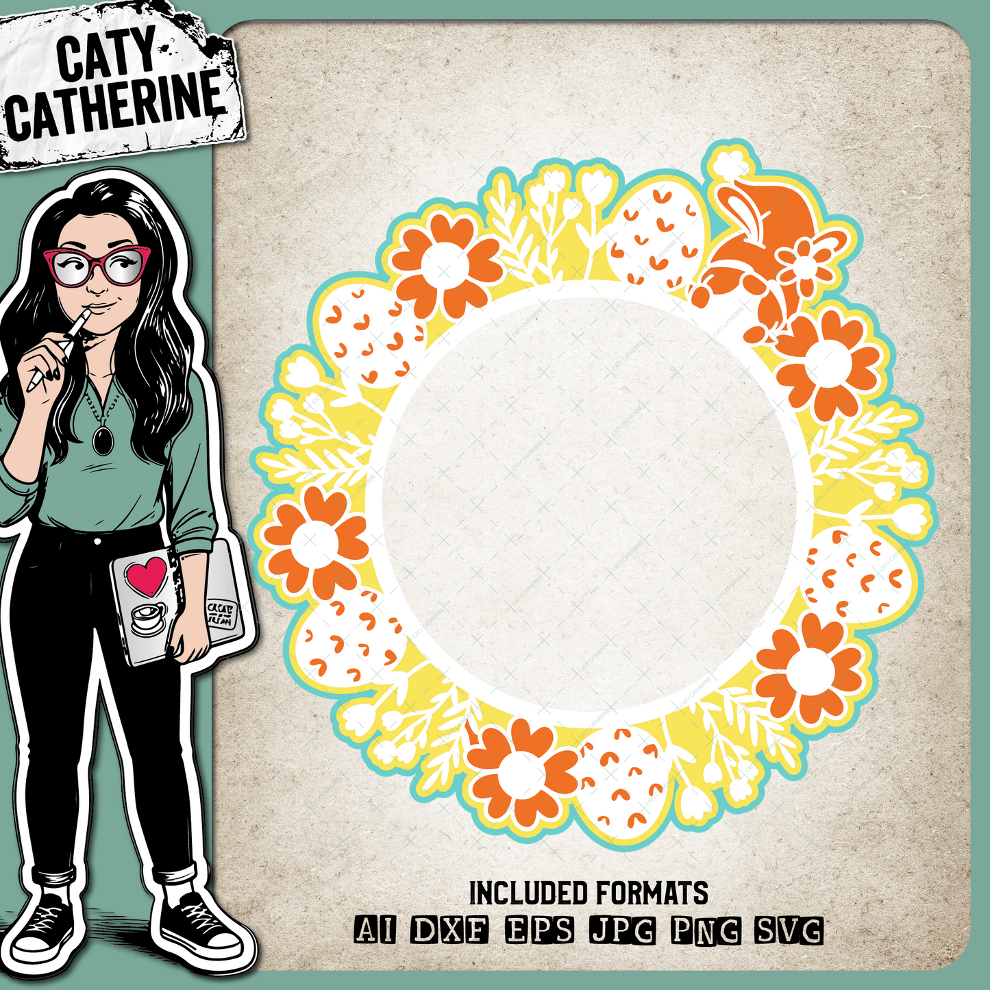 Easter Round Circle Frame 3D Layered – SVG Design by Caty Catherine