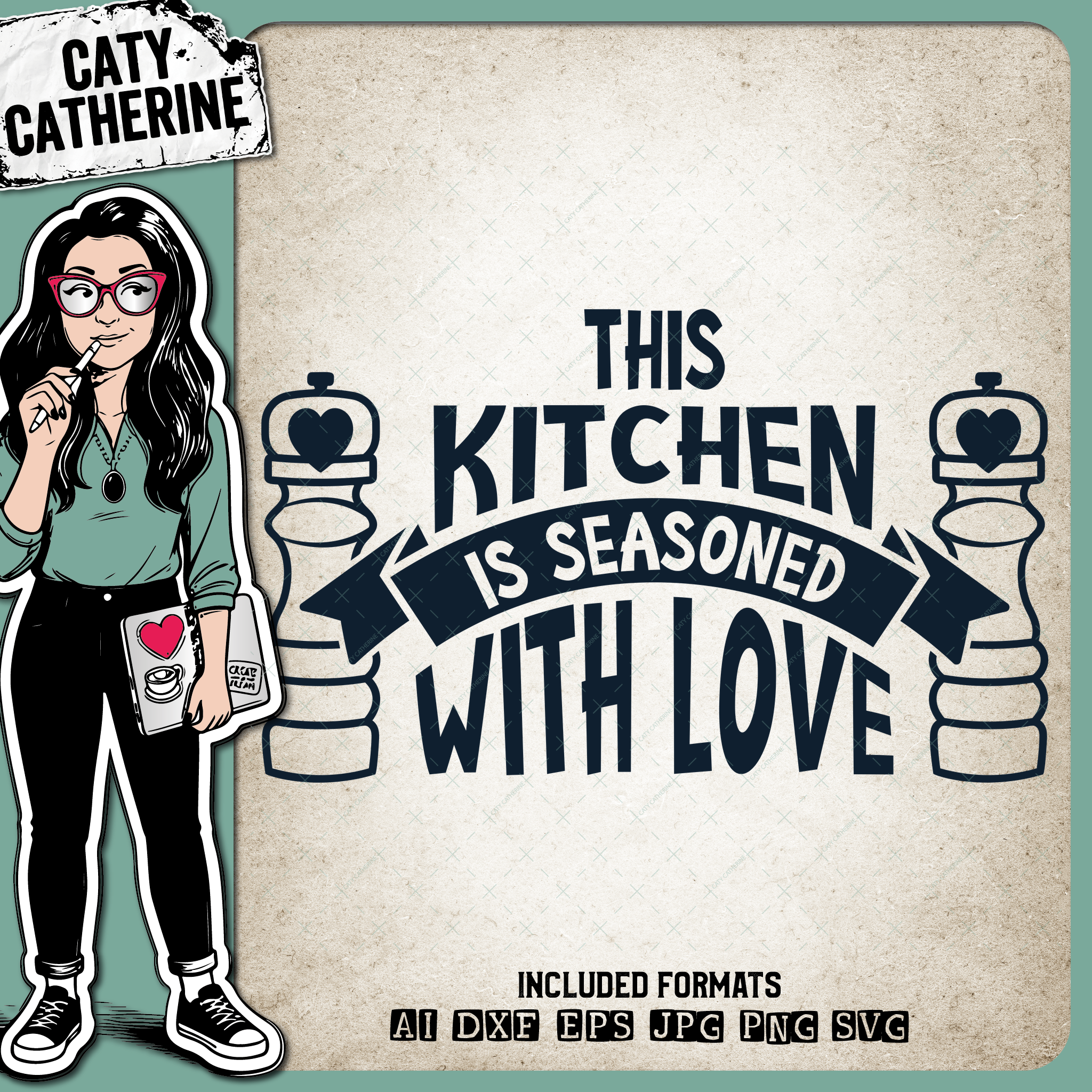 This Kitchen Is Seasoned With Love Salt & Pepper Shaker DIY Home Sign – Home Decor SVG Design by Caty Catherine