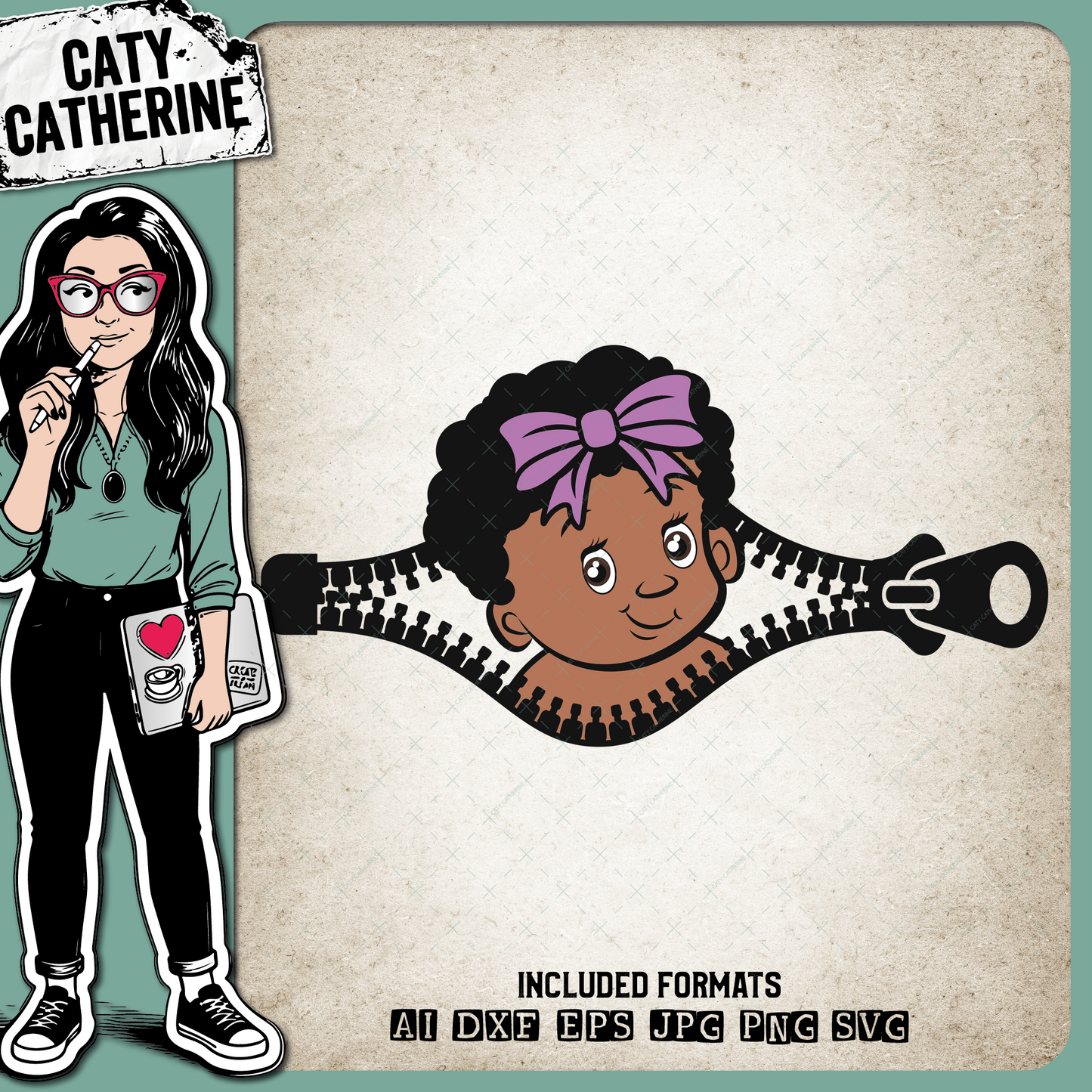 Baby Girl with Bow Pregnancy Bump Belly Zipper – Babies & Kids SVG Design by Caty Catherine