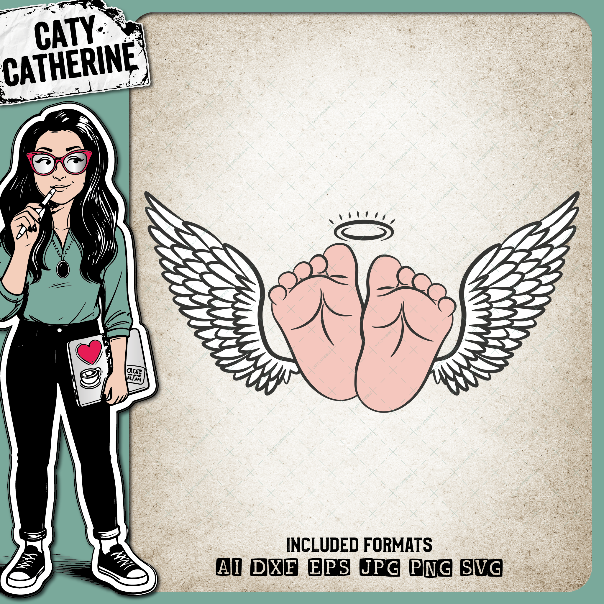 Baby Feet With Angel Wings – Remembrance SVG Design by Caty Catherine
