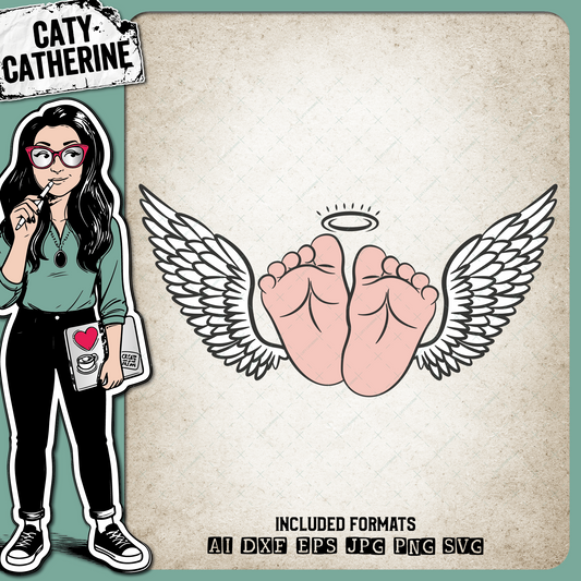 Baby Feet With Angel Wings – Remembrance SVG Design by Caty Catherine