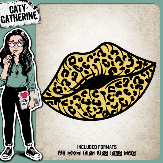 Leopard Print Kiss Lips – Quotes & Sayings SVG Design by Caty Catherine
