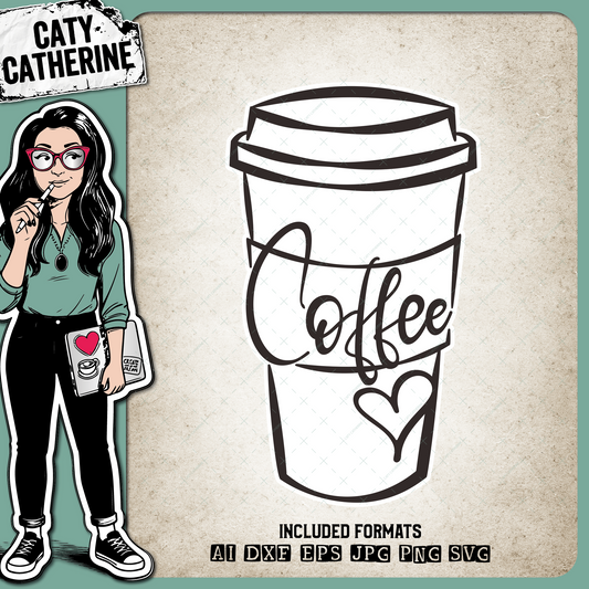 Coffee Cup Graphic With Love Heart Coffee Lover – Food & Drink SVG Design by Caty Catherine